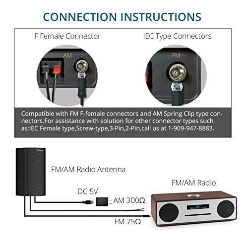 image for ANTV Indoor Amplified AM/FM Antenna, ANTOP Curved Panel AT-212FM with 
