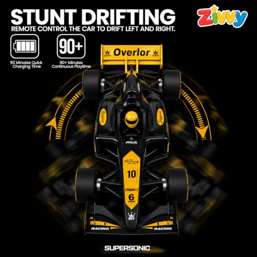 Image of F1 Remote Control Car - Black | Formula 1 Car | Toys for Boys & Girls | rc car 4x4 | Toy Car| High-Speed RC Toy Car | LED Headlight | Smoke Feature | Birthday Gift for Kids