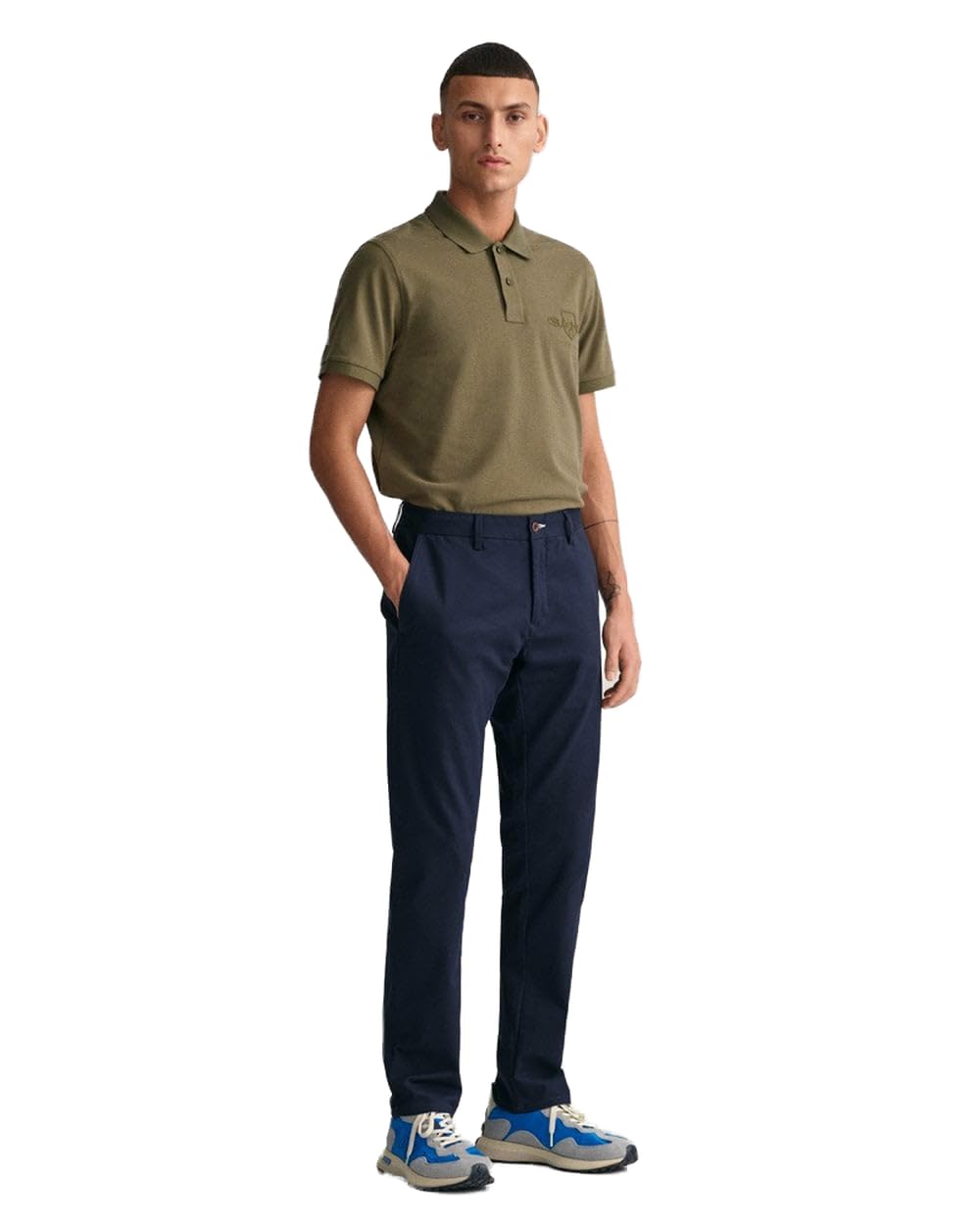 Gant Men's Navy Slim Tech Prep Chinos Classic Trousers, 36 W/34 L