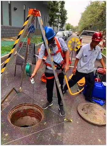Fall Arrest Kits,Utility Manholes/Silos/Wells/Sewers Tripod Rescue System, Commercial Heavy Duty Lifting and Rescue Equipment with Winch, Retractable Workp(2600LBS Winch+Rated Load 500 KG