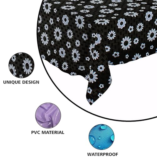 Image of Dakshya Industries PVC Waterproof Withoutlace Dining Table Cover (Size - 54X78 Inch) Rectangle 6 Seater Heat Rasistant Table Cloth (T22)