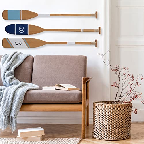 Whw Whole House Worlds Rustic Paddling Oars, Set Of 3, Hand Carved Wood, Antique Brown Stain, Twine Wrapped, Painted White Stripes, Over 3 Feet, 47.25 Inches #TOP2