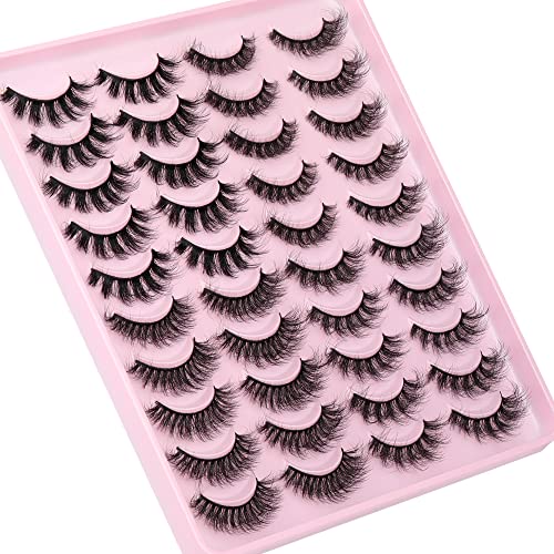 Jimire False Eyelashes Natural Fluffy Cat Eye Faux Mink Lashes 4 Styles Mixed Strip 5D Volume Lashes 20 Pairs Multipack #TOP5