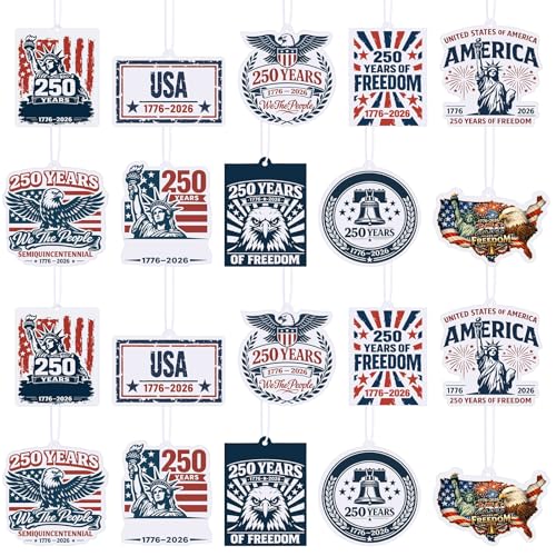 Image of 20 Pcs 250th Anniversary USA Car Air Freshener Patriotic Hanging Car Diffuser Ornaments for Cars Rearview Mirror Home Decor Patriots' Day 250th Anniversary Party Gifts