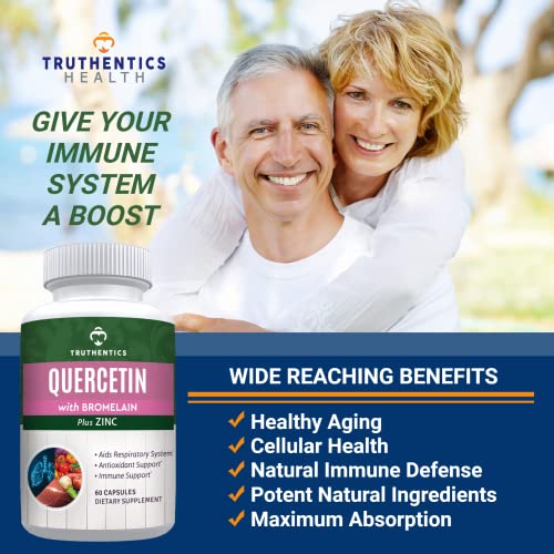 Truthentics Quercetin With Bromelain And Zinc + Advanced Probiotic With Prebiotics Bundle - Immune, Respiratory & Digestive Health - Gluten Free, Non-Gmo - Easy To Swallow Capsules #TOP1