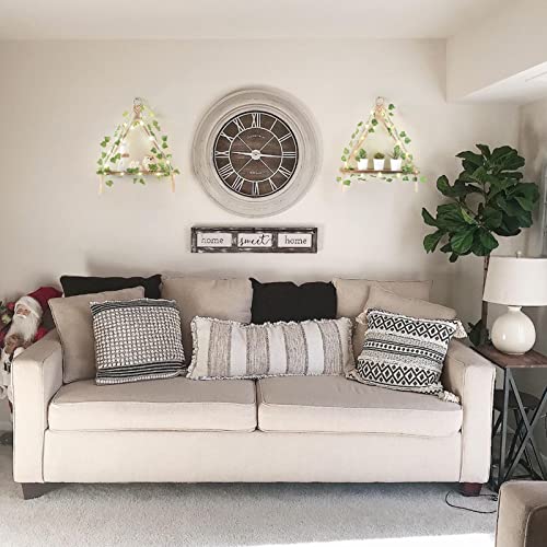 Mkono Artificial Ivy Macrame Hanging Shelves With Lights Set Of 2 Boho Wall Decor Display Plants Photos Wood Floating Storage Shelf For Bedroom Bathroom Living Room Nursery Dorm Kitchen, Brown #TOP4