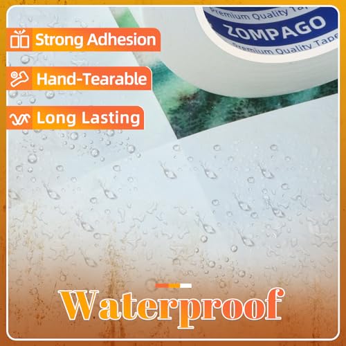 Image of ZOMPAGO White Duct Tape Heavy Duty, 2.4in x 66FT, Tearable Strong Adhesive Waterproof Seal Tape for Indoor Outdoor Use, Multi Purpose for Packaging, Bundling, Repairs, Carpet Seaming, Crafts