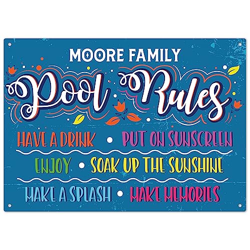 Cartel personalizado para piscina, reglas, aluminio 10x14 miniatura 1