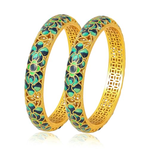Ethlyn Gifts for women Thick Gold Plated Bangles Bracelet Dating Party Wedding Use colorful Jewelry for mom wife girlfriend by Ethlyn - Used condition - US$16.87