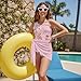 Pynewomyt Pink Branch Print One Piece Swimsuits for Girls 7-8 Swim Trunks Teen Girls Bathing Suit Swimwear 2 Piece Swimsuit Set with Adjustable Strap Fashion Hawaii Beach Pool Outfits