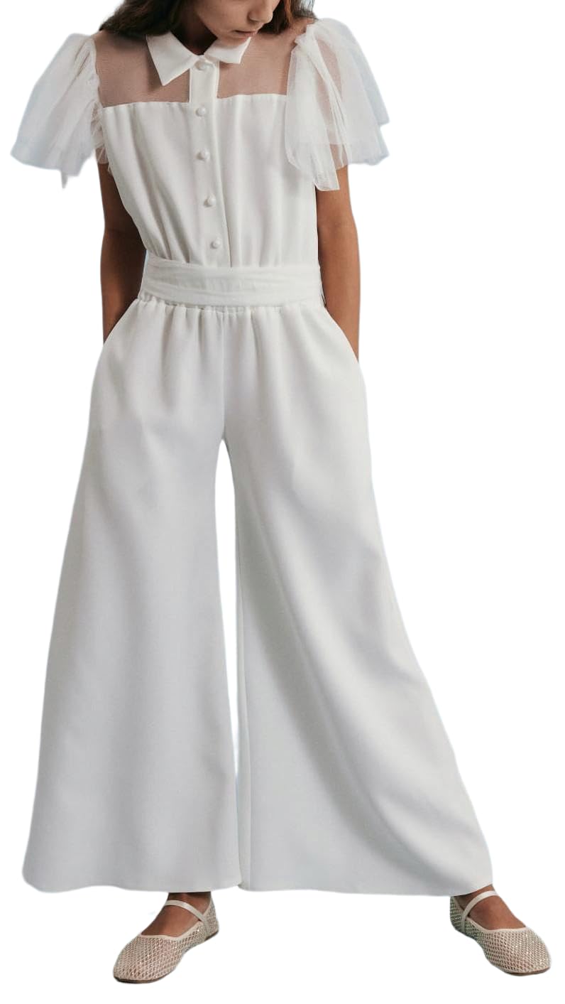 Robe mariage fille en tulle Blair pour communion chic avec nœud perlé - 5