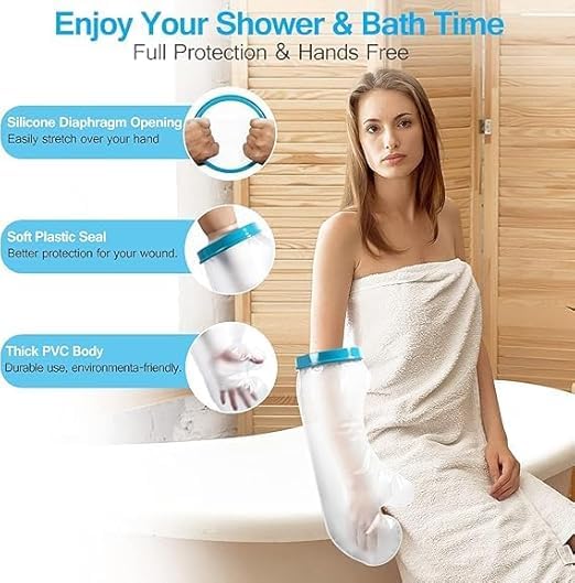 JAMBUVANTI Hand Cast Covers for Shower Arm, Waterproof Cast Cover Arm Adult, Soft Comfortable Cast Protector for Shower Arm, Reusable Elastic Cast Bag for Bandage 2