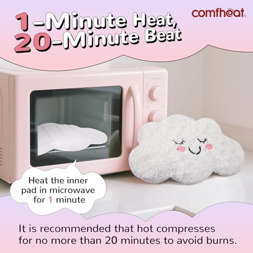 Image of Microwave Unscented Heating Pad for Pain Relief, Moist Heat Pack Hot Compress for Period Cramps, Shoulder, Muscles, Cute Cloud Plush Heating Pad, Gift for Girl Women, with Washable Cover
