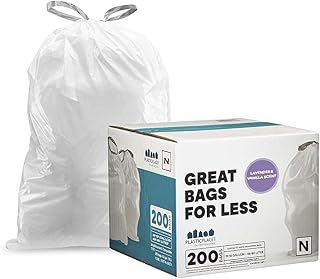 Plasticplace White Drawstring Lavender and Soft Vanilla Scented Garbage Can Liners â”‚ Code N Compatible (200 Count) â”‚ 12-13 Gallon / 45-50 Liter â”‚1.2 Mil â”‚ 22.75