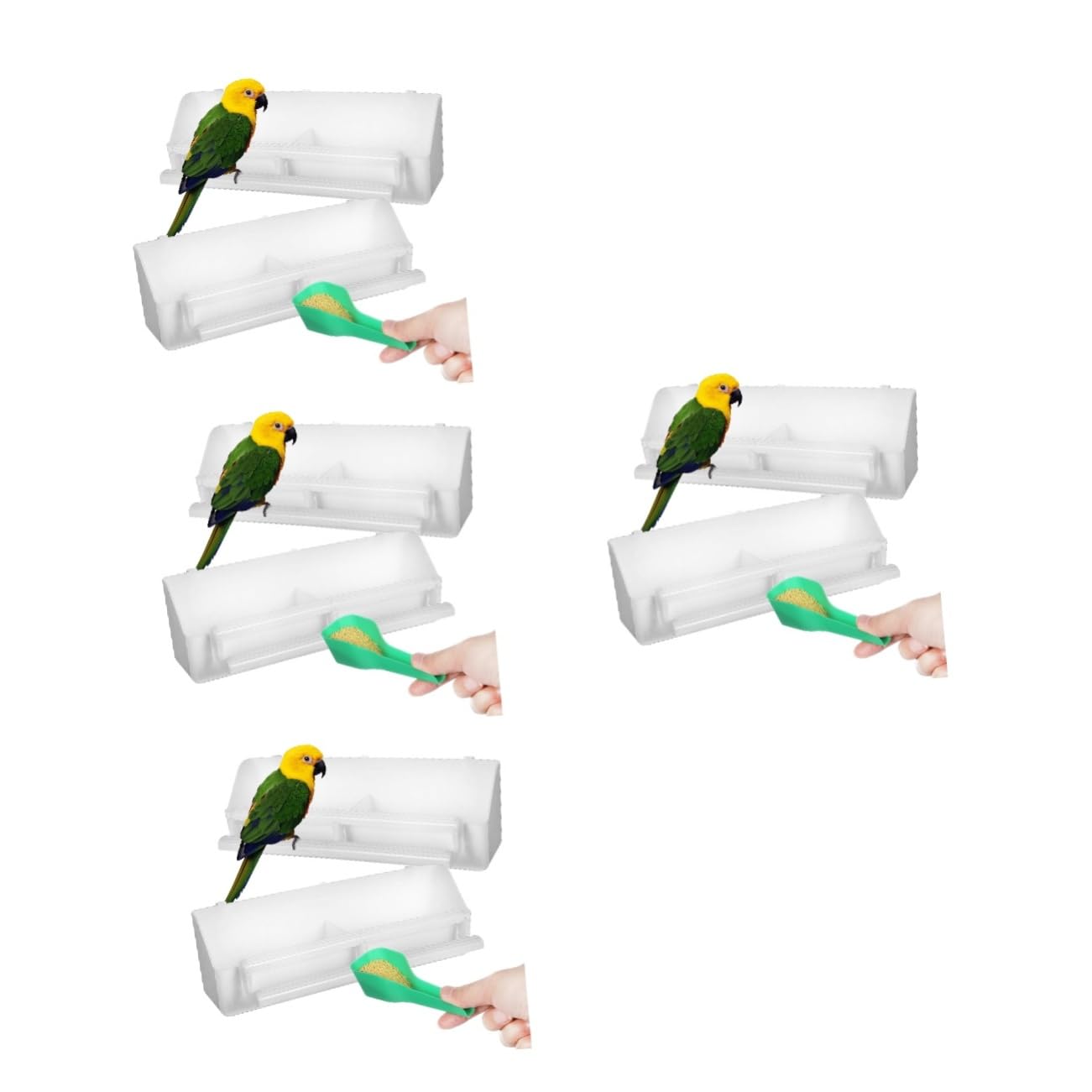 Kisangel 4 Juegos De Caja De Comida para Jaula Cuchara para Comida De Pájaros Jaulas para Pájaros Comederos para Dispensador De Agua Cuencos para a Comedero para