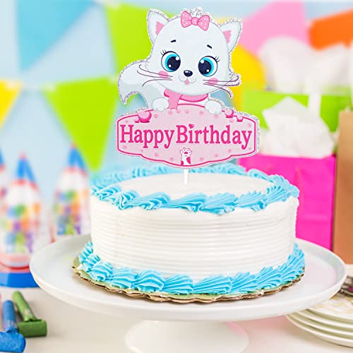 Cat Birthday Cake Topper - Cartoon Kitten Meow Party Glitter Cat Cake Topper Supplies - Princess Girl Birthday Party Decoration by LHCING - Image 6