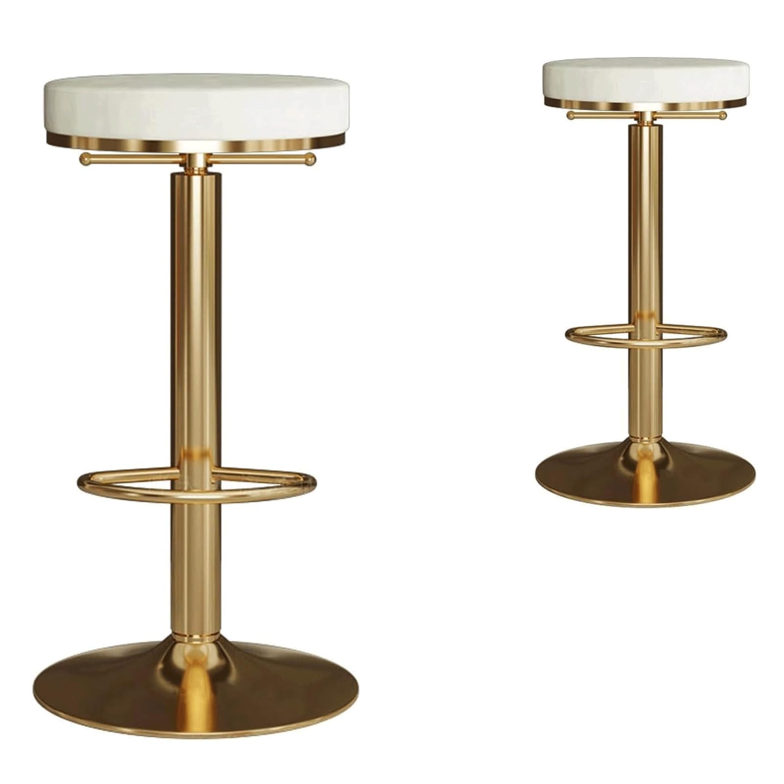 HNYJVZEVG Upholstered Barstools Set of 2 Kitchen Island Chairs Adjustable Bar Stools Pu Leather Backless and Armless Bar Chairs with Footrest(Wei�,65-80cm)