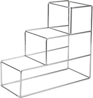 Amagogo Chrome Shoe Rack Contemporary Shoe Organizer Stand Shelf With Mirror Like Silver Finish And Stepped Display Structure Suitable for Entryways Dressing Areas Modern Homes , Three-tier Mirrored Display Rack