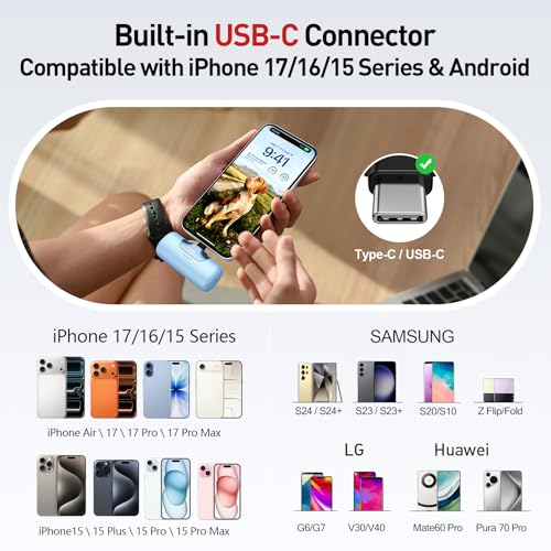 Image of iWALK Portable Charger 5500mAh Next-Gen Small Power Bank 22.5W Fast Charging Battery USB-C Portable Phone Charger for iPhone 17 /16 /15 17 Plus 17 Pro Max iPad, Samsung Galaxy S25 S24 Android,Baby Blue