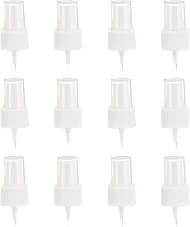 uxcell 12 Pcs White Spray Top, 24/410 Fine Mist Sprayer Reusable Replacement Spray Bottle Pump Stripe Plastic Top for Cosmetic Perfume and Body Sprays Bottle