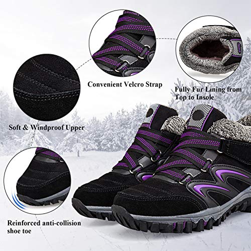 Camfosy Vrouwen Wandelen Wandellaarzen, Winter Waterdichte Trekking Schoenen Bont Gevoerd Warm Laagbouw Sneeuw Laarzen… - Image 5