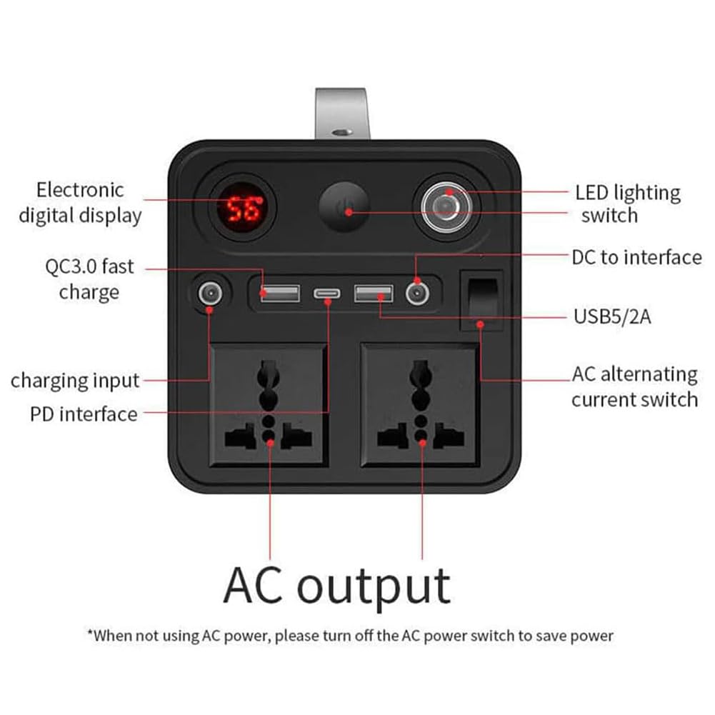 Centrale Elettrica Portatile da 300 W, Generatore di Batteria al Litio da 84000 mAh, Backup di Alimentazione di Emergenza, per Picnic All'aperto, Pesca, Viaggi, Feste, Campeggio/Camper/Uso Domestico
