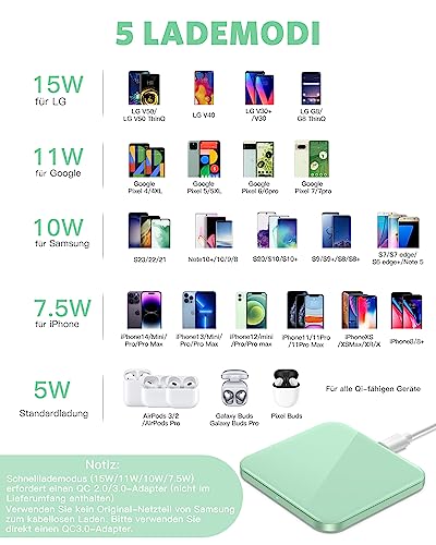 AGPTEK Wireless Charger 15W Induktive Ladestation für Smartphones