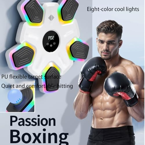 Machine de boxe musicale et équipement de boxe interactif mural avec 4 modes d'exercice - 5