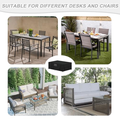 SIMPHAUS Garden Furniture Covers Waterproof 140x80x80cm Rectangular Rattan Furniture Cover for Outside Table Chair Covers Outside Windproof Anti-UV 420D Heavy Duty Oxford Fabric - Image 6