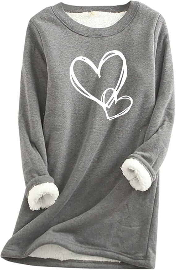 Teddy Fleece Pullover Damen Grosse Grössen Fleecepullover Einfarbig Sweatshirt Ohne Kapuze Langarm Warm Gefütterte Pulli Freizeit Winter Fleecepulli...