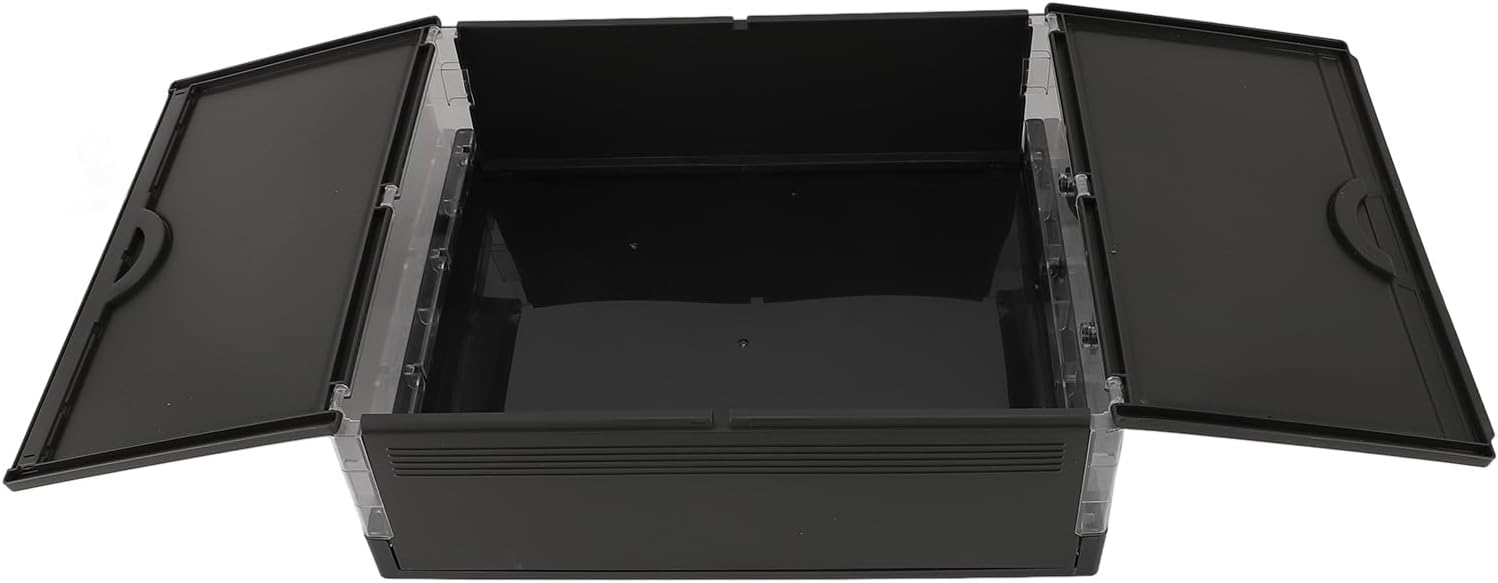 POCREATION Large Capacity Under Bed Storage Box, Transparent Clothes Drawer Organizer, Foldable Plastic Underbed Container with Lid for Bedroom Closet and Sofa (Black)