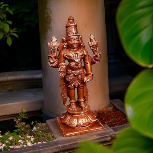 Image of Copper Idols India, 4.2 inches, Handmade Lord Venkateswara, 385 Grams, Patina Antique Finish, Pack of 1 Piece