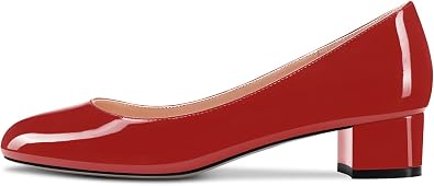 Castamere Chunky Block Low Kitten Heel Round Close Toe Pumps Slip-on Cute Classic Dress Shoes