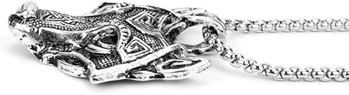 Miniatura 4 de TURTLEDOVE Collar de cabeza de lobo vikingo - Colgante nórdico Fenrir de amuleto escandinavo nórdico