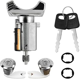 Ignition Key Switch Lock Cylinder & 2 Chrome Door Lock Cylinder Two Key Fit for Ford F150/F250/F350 Pickup 1992-1995, E150/250/350 Van 1992-1995, Ranger 1995 & Mercury Grand Marquis