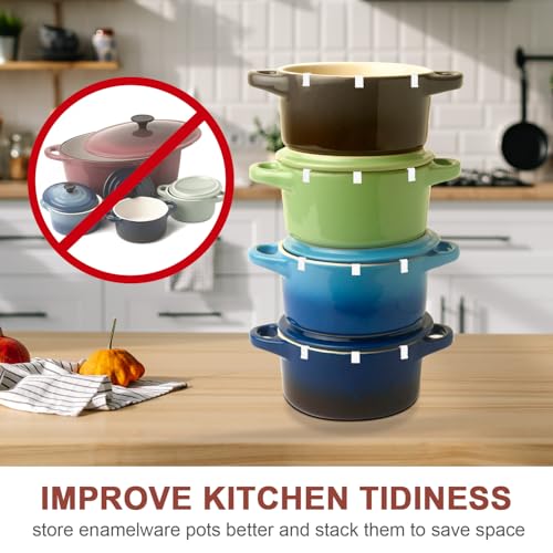 8stk Dutch Oven Deckelschutzklammern, Silikon-Dutch-Oven-Deckelschutz Dutch Oven-Clips zum Stapeln Topfdeckelschutz zum Ausstellen Aufbewahren Stapeln Oven(Weiß)
