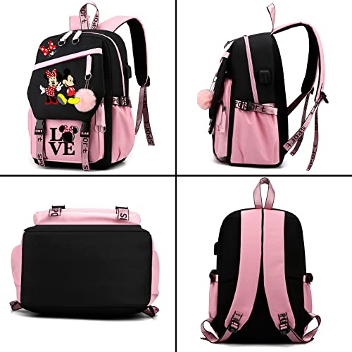 Doskijow Cartoon Backpack - School Backpacks For Girls Women - Cute Large Backpack For Teens Travel Purse Laptop Bag, 17.7 Inch, Pink #TOP1