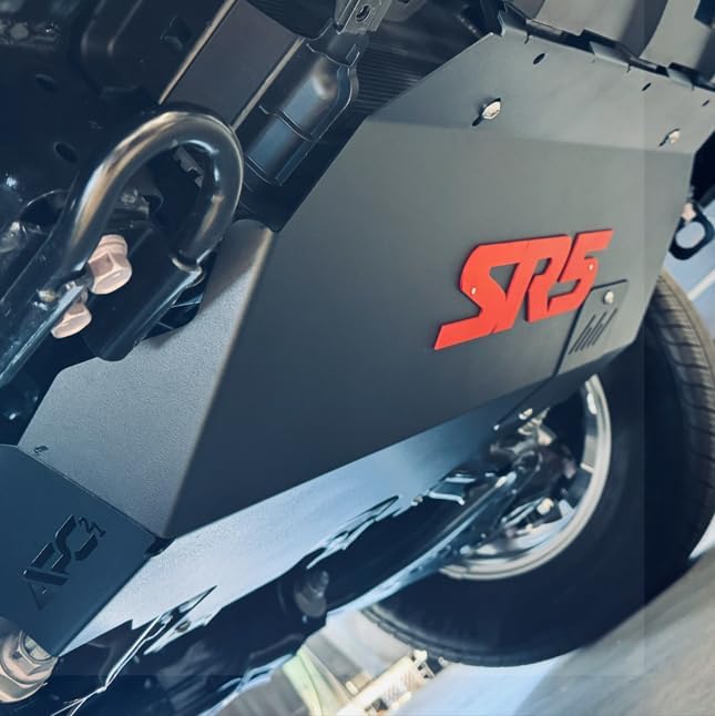 APC21 " SR5 " Custom Skid Plate, Compatible With Toyota Tacoma 24-25 2WD & 4WD - Fits Gas Models Only. Easy Oil Filter Access, Black With Red Emblem, *NOW WITH SUPER DURABLE POWDER COATING*