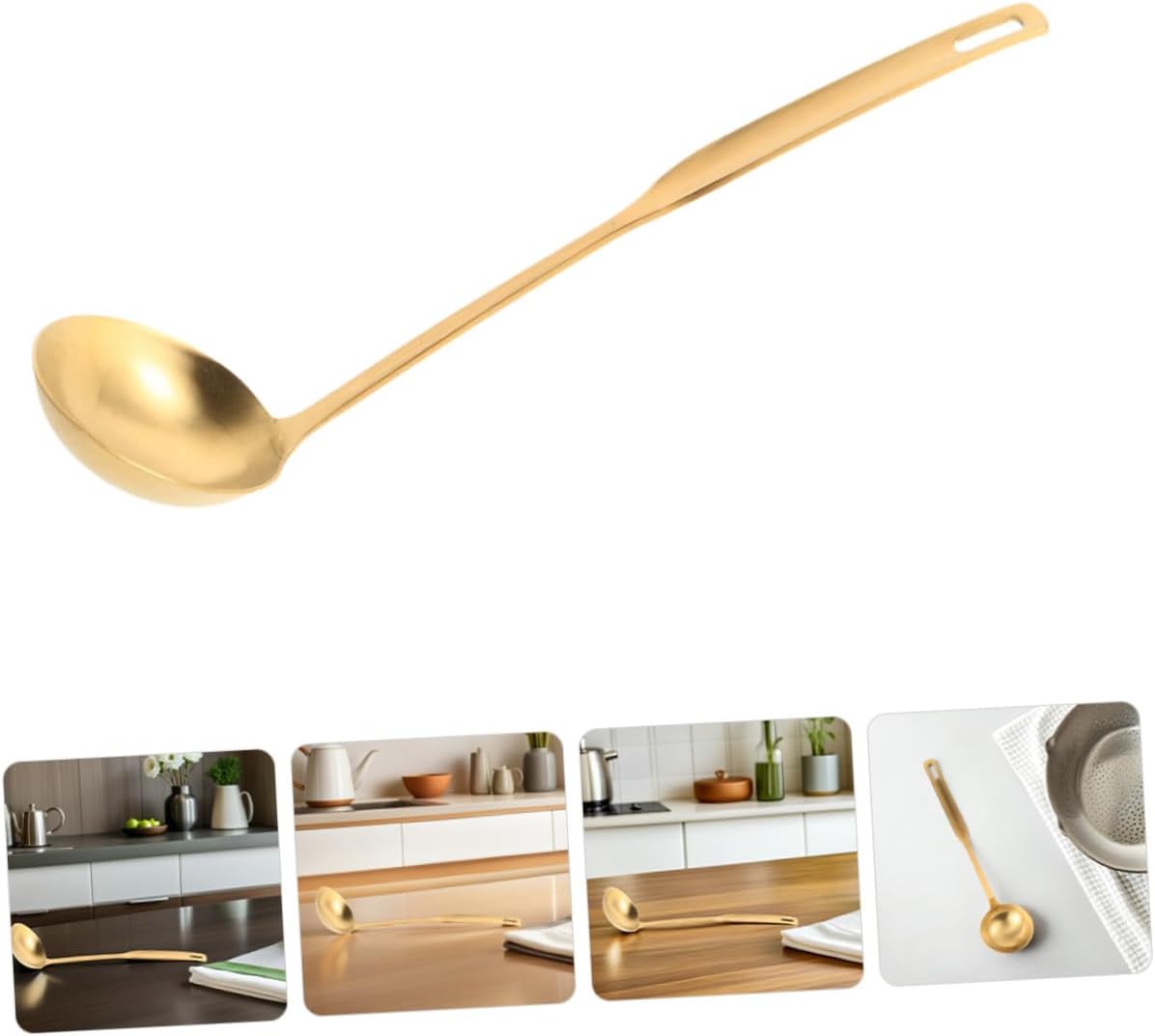 Soup Ladles Stainless Steel Golden 2pcs for Hotpot and Stews