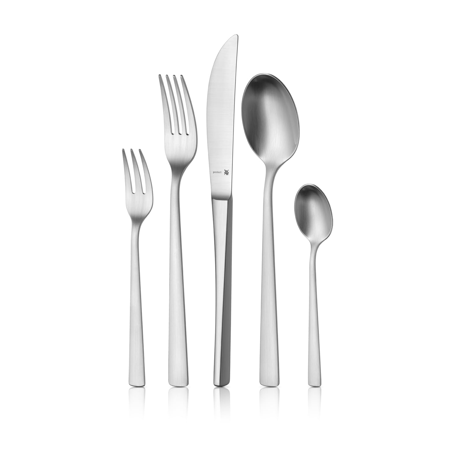 WMF Corvo Besteckset für 12 Personen, 66-teilig (60 Teile + Servierbesteck) – Cromargan Protect mattiert