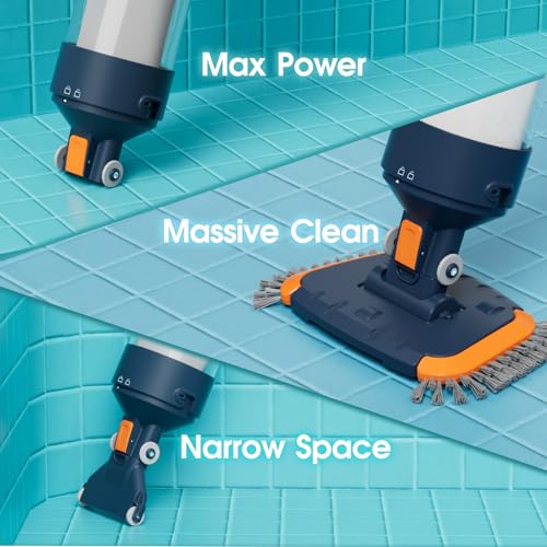 Image of Cordless Pool Vacuum-True Powerful Suction 18.9GPM, 96inch, 1H Runtime, 25m Fluff Ultra Fine Filter,Handheld Rechargeable Hot Tub Cleaner with Poles for Above Ground&Inground Pool