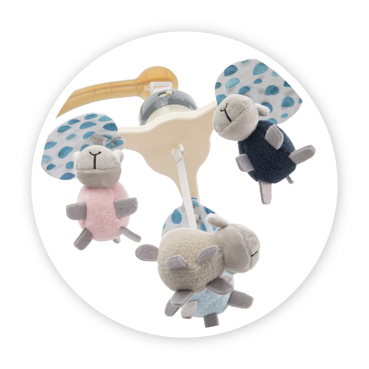 MoMi KIKI giostra mobile per bambini con 4 giochi sensoriali, montaggio rapido, 5 melodie + rumore bianco, per neonati e bambini da 0 a 5 mesi