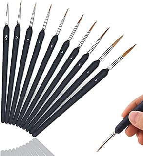 Detail Paint Brush Set, 10Pcs Miniature Brush, Professional Miniature Brush for Art Painting for Fine Detailing Art Painting Acrylic & Nail Models Watercolour Oil Warhammer Figures