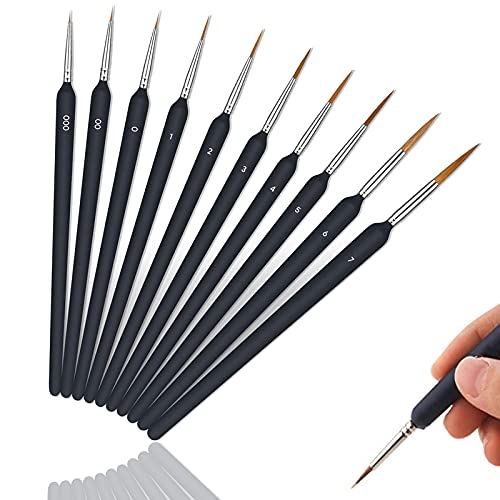 Lot de 10 pinceaux miniatures professionnels pour la peinture artistique et les détails fins, pour l'acrylique et les modèles d'ongles, l'aquarelle à l'huile, les figurines Warhammer Cover
