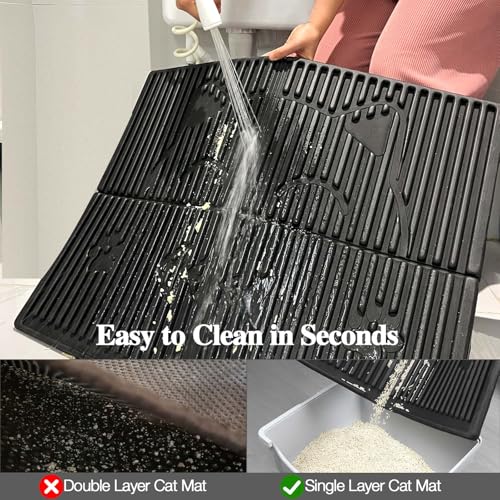 Tapete de areia para gatos 78,7 cm x 61 cm grande tapete coletor de areia impermeável tapete de rete