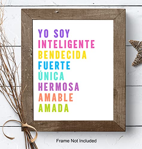 Afirmaciones Positivas Spanish Wall Art & Decor - Inspirational Positive Quotes - Spanish Quotes For Girls, Kids Bedroom, Latinas - Regalo O Decoracion Para Mujeres, Ninas, Women - Hispanic Gifts #TOP7