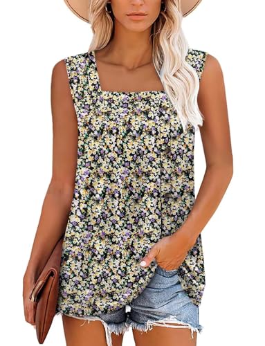 KISSMODA Womens Boho Tops for Summer Sleeveless Tanks Loose Fit Casual Blouse Daily Shirts for Leggings (S-3XL)
