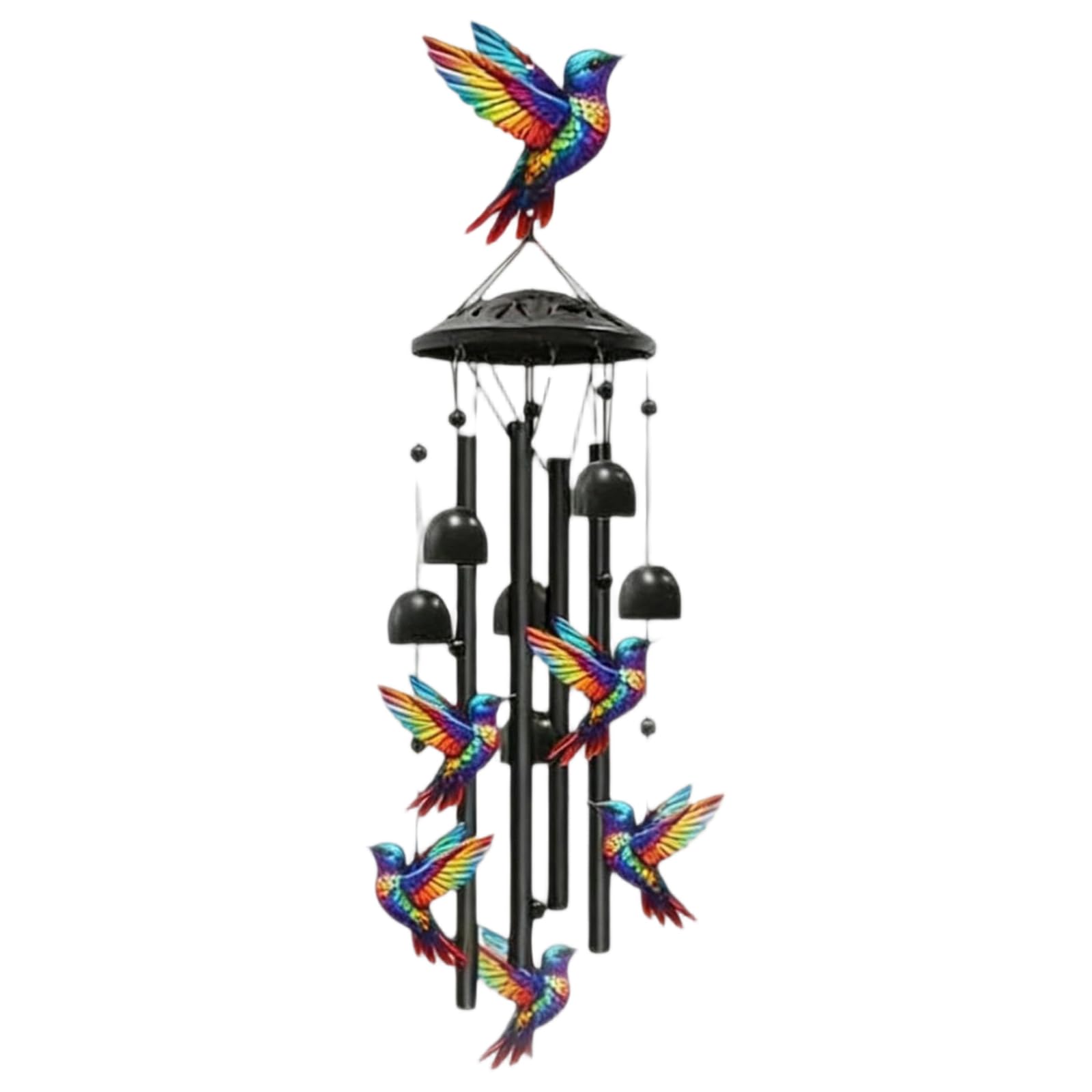 36.22 Inch Vintage Painted Animal Wind Chime with Bells and Tubes (A)