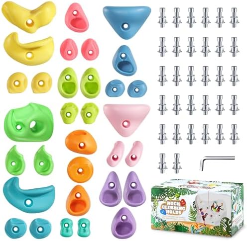 32Pcs Rock Climbing Holds, Multi Size Climbing Wall Grips for Kids Adults