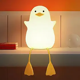 Luminária Noturna Touch de Silicone com LED - Recarregável USB - Com Timer e Sensor de toque- Luz Suave, Abajur, Decoração para quarto - (Patinho)